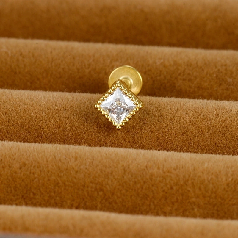 1 Piece Ig Style Minimalist Star Heart Shape Flower Plating Inlay Stainless Steel Zircon Ear Studs