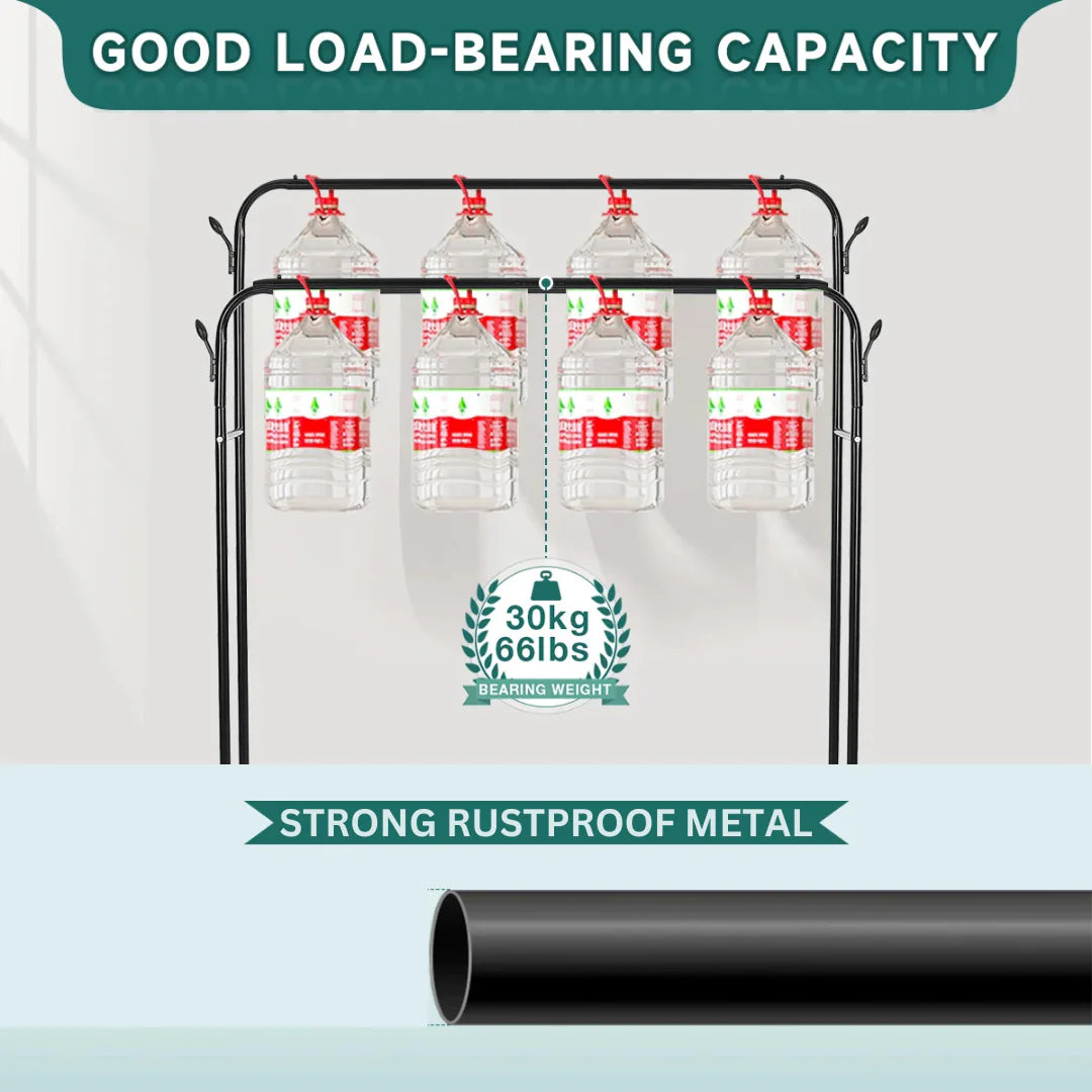 Garment Rack with Wheels. Double Pole Clothes Hanger