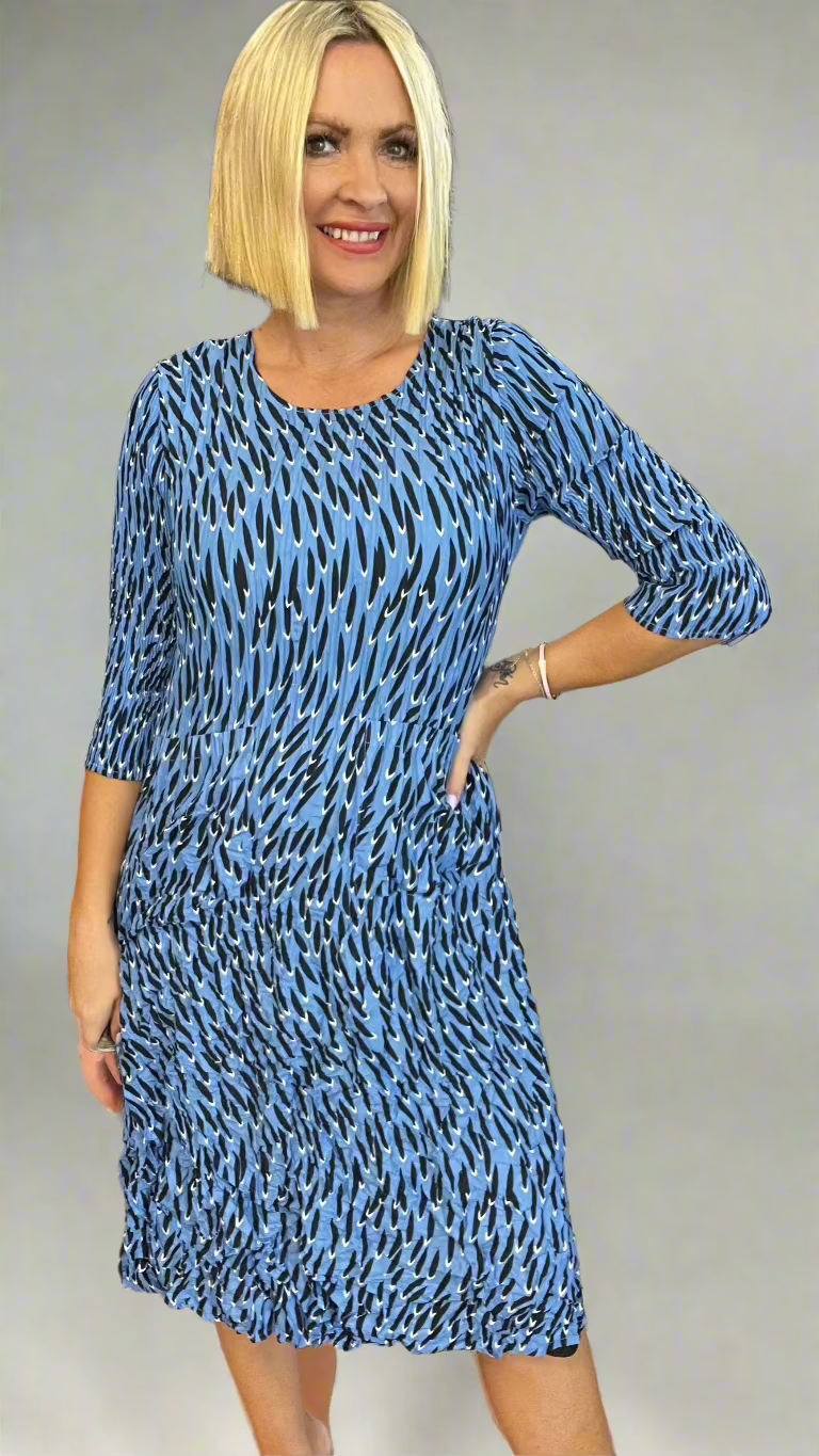 Smash Pocket Dress 3/4 sleeve - Blue