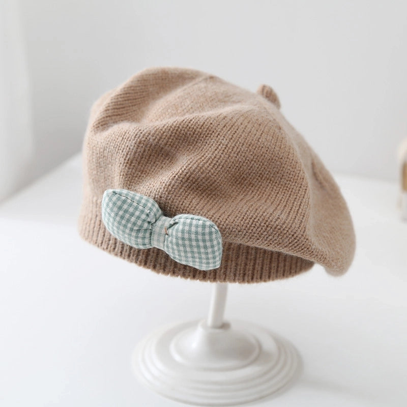 Children Unisex Cute Sweet Solid Color Beret Hat