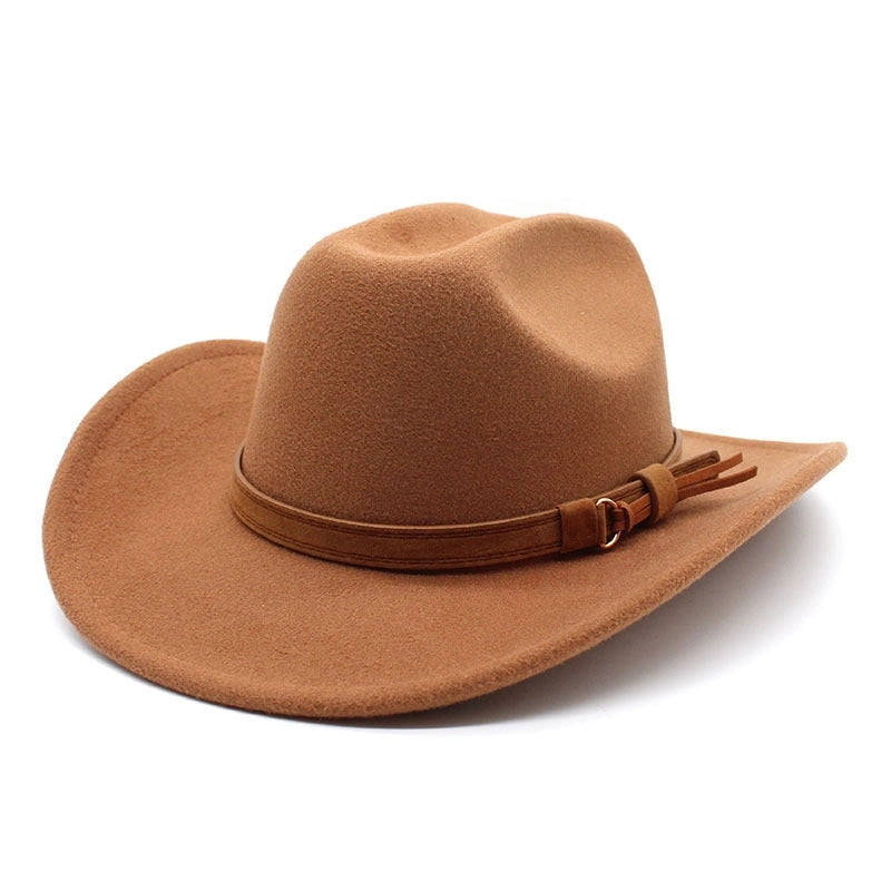 One-word Top Denim Top Hat Brim Felt Hat Men And Women Outdoor Western Denim Top Hat Woolen Jazz Hat