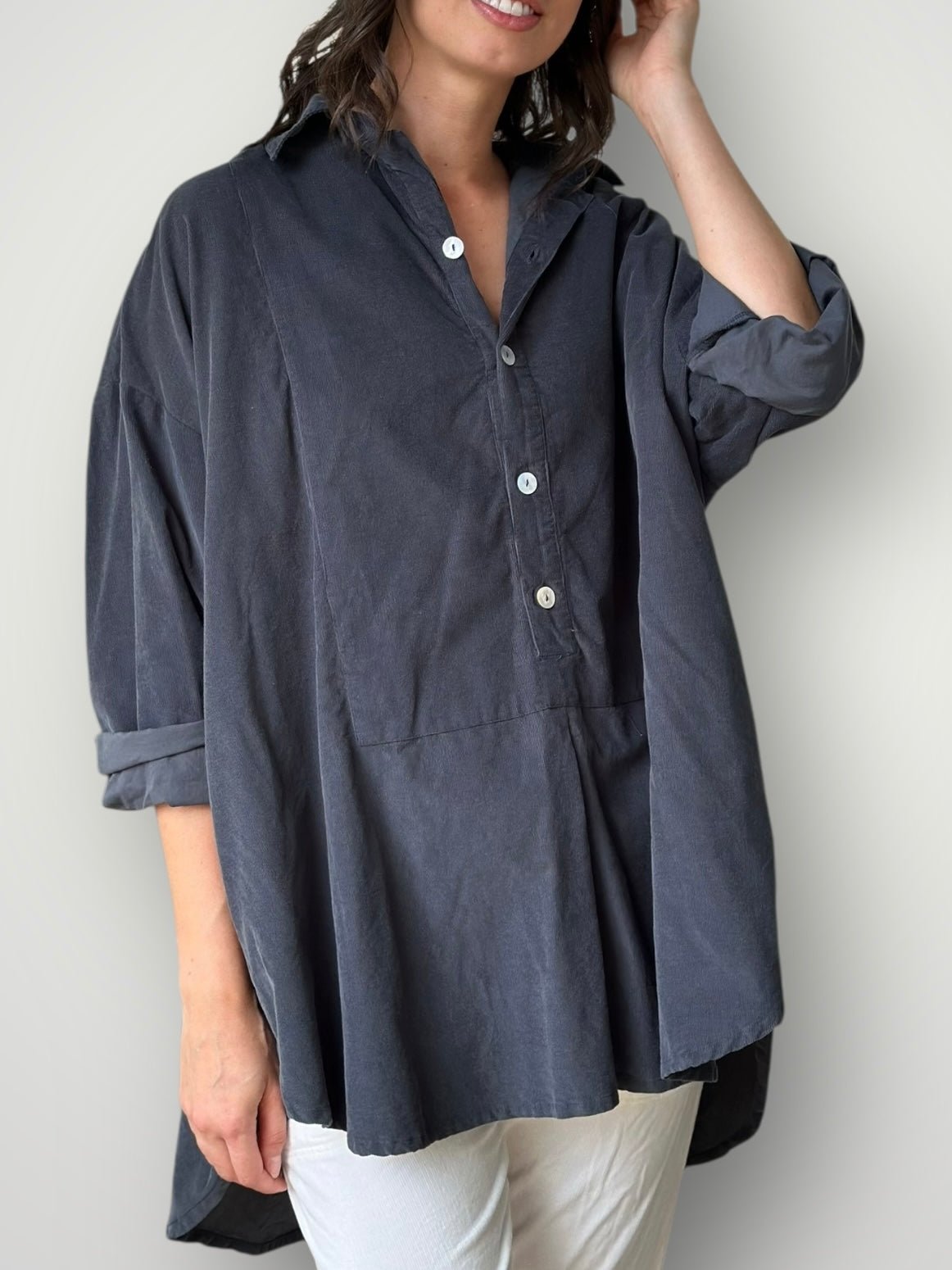 megan shirt - charcoal cord