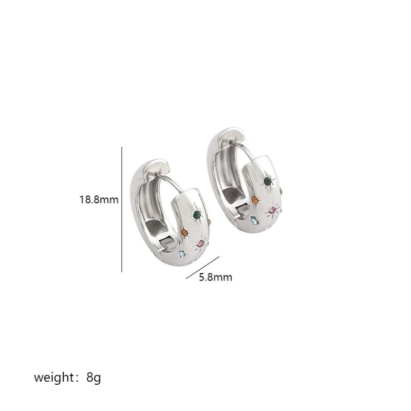 1 Pair Minimalist U Shape Round Plating Inlay Stainless Steel Pearl Zircon 18K Gold Plated Earrings