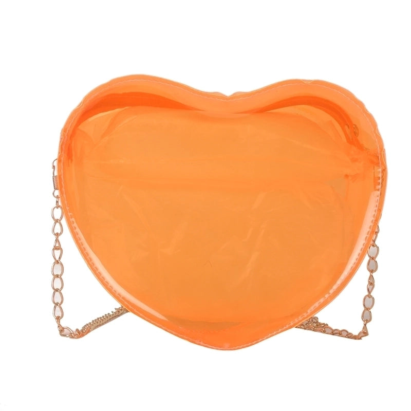 Women's Pvc Heart Shape Streetwear Heart-shaped Zipper Shoulder Bag Crossbody Bag