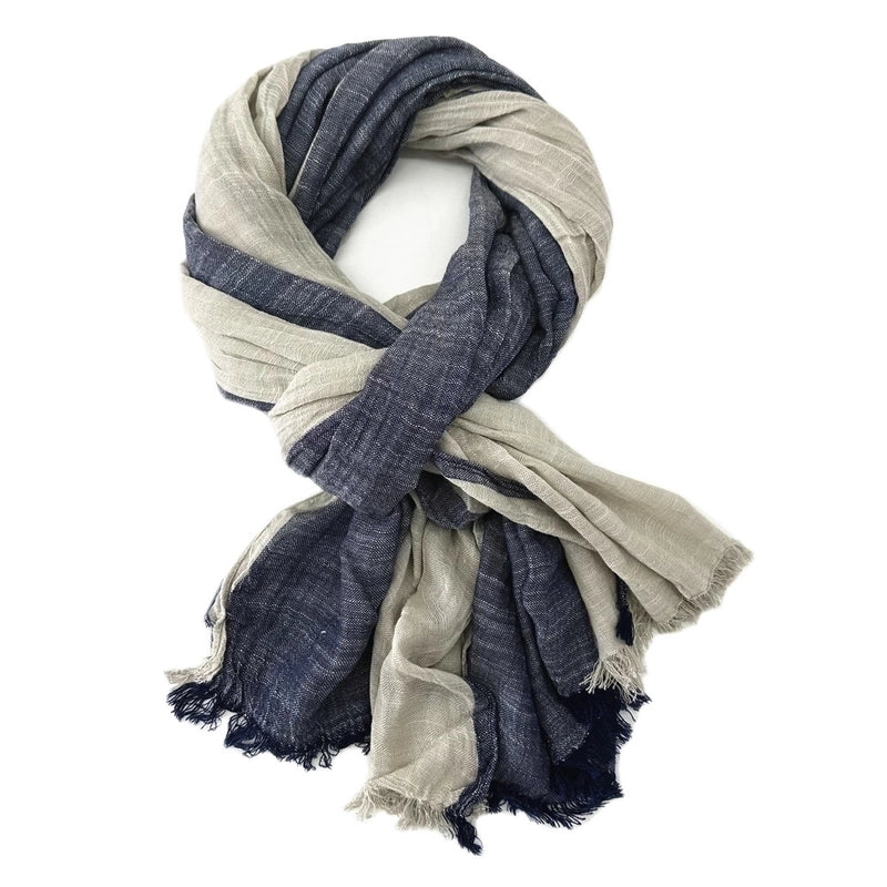 Unisex Retro Color Block Cotton Tassel Scarf