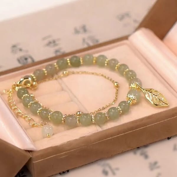 🔥  Promotion  49% OFF💞hetian jade gold leaf bracelet