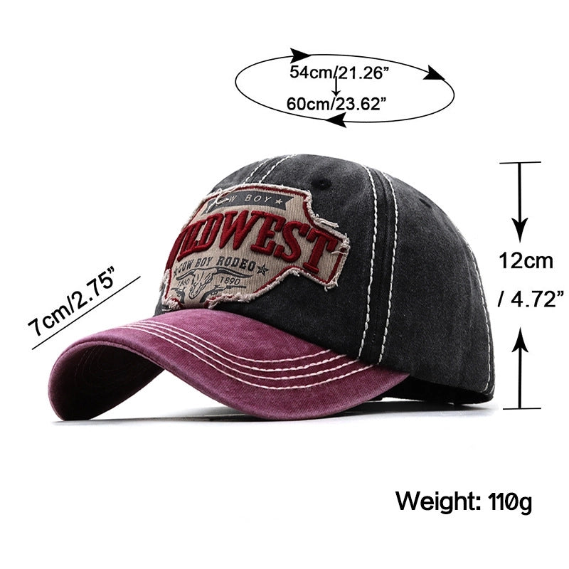 Unisex Retro Letter Color Block Curved Eaves Baseball Cap