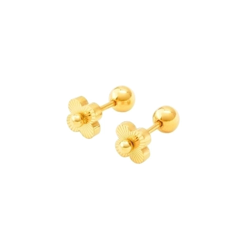 Geometric Pattern Plating Flowers 304 Stainless Steel 18K Gold Plated Stainless Steel Earrings