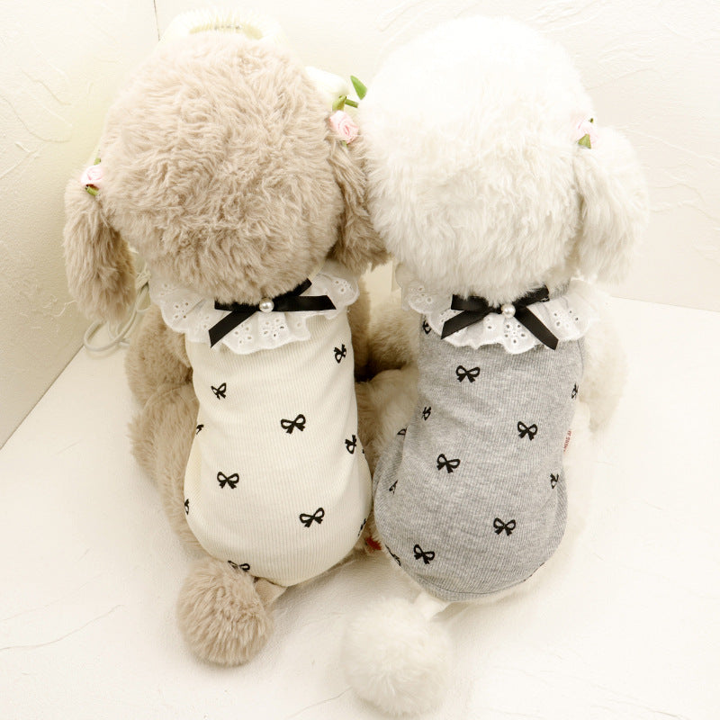 Sweet Pearl Bow Collar Dog Cat Vest