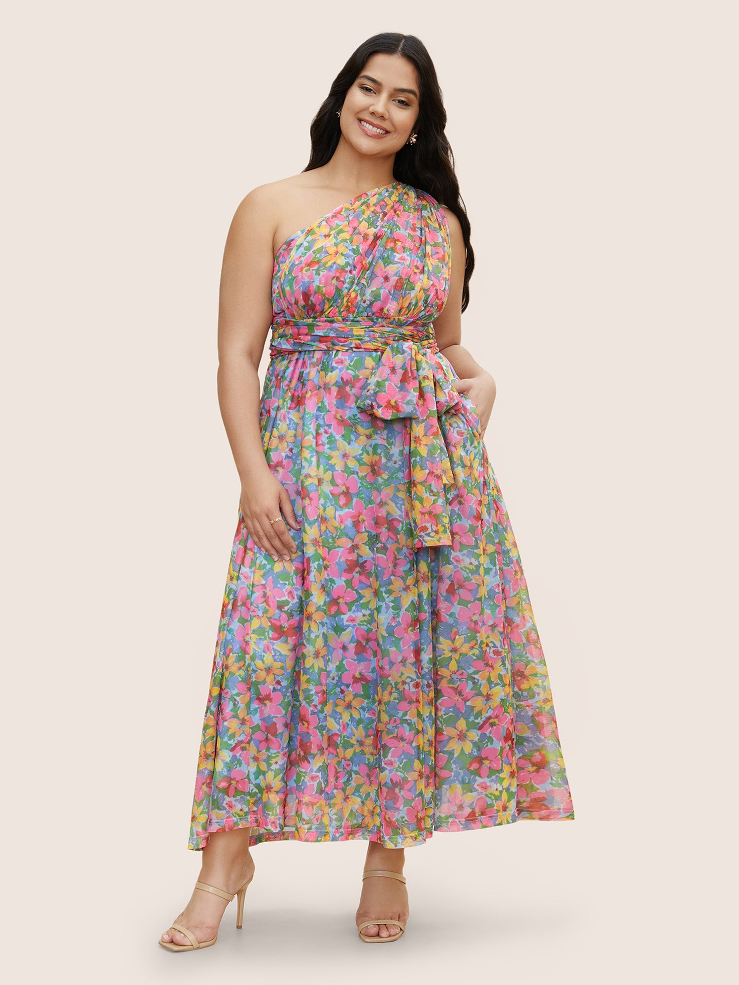 Everywhere Dress - Colored Floral Belted Dress