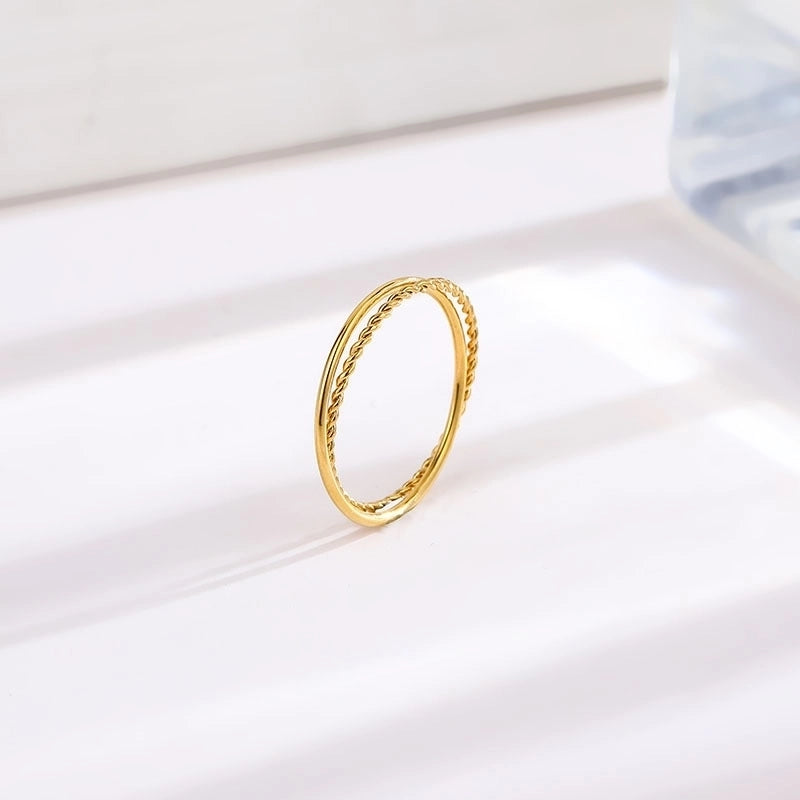 Titanium Steel 18K Gold Plated Minimalist Plating Solid Color Titanium Steel Rings