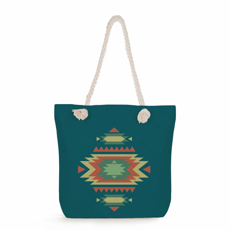 Geometric Printing Tote Bag Student Book Storage Shoulder Bag Large Capacity Handbag