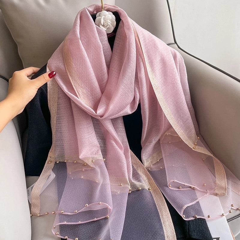 Women's Retro Solid Color Silk Silk Scarves