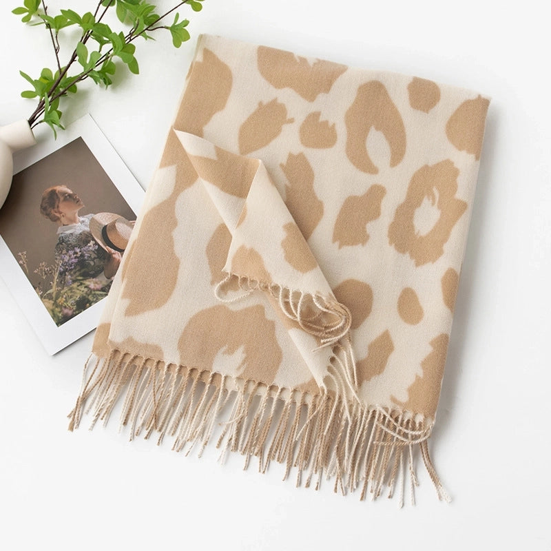 Women's Casual Zebra Leopard Polyester Tassel Scarf