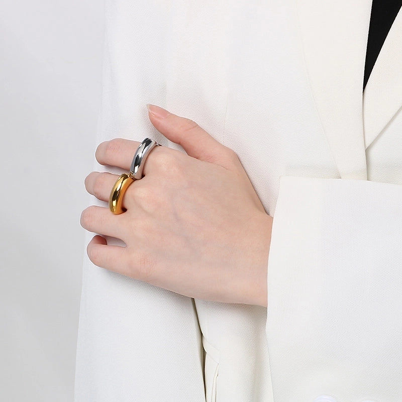 Basic Classic Style Commute Geometric Solid Color 304 Stainless Steel 18K Gold Plated Rings In Bulk