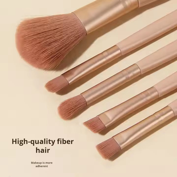 5-Piece Mini Makeup Brush Set with Mirror & Protective Case