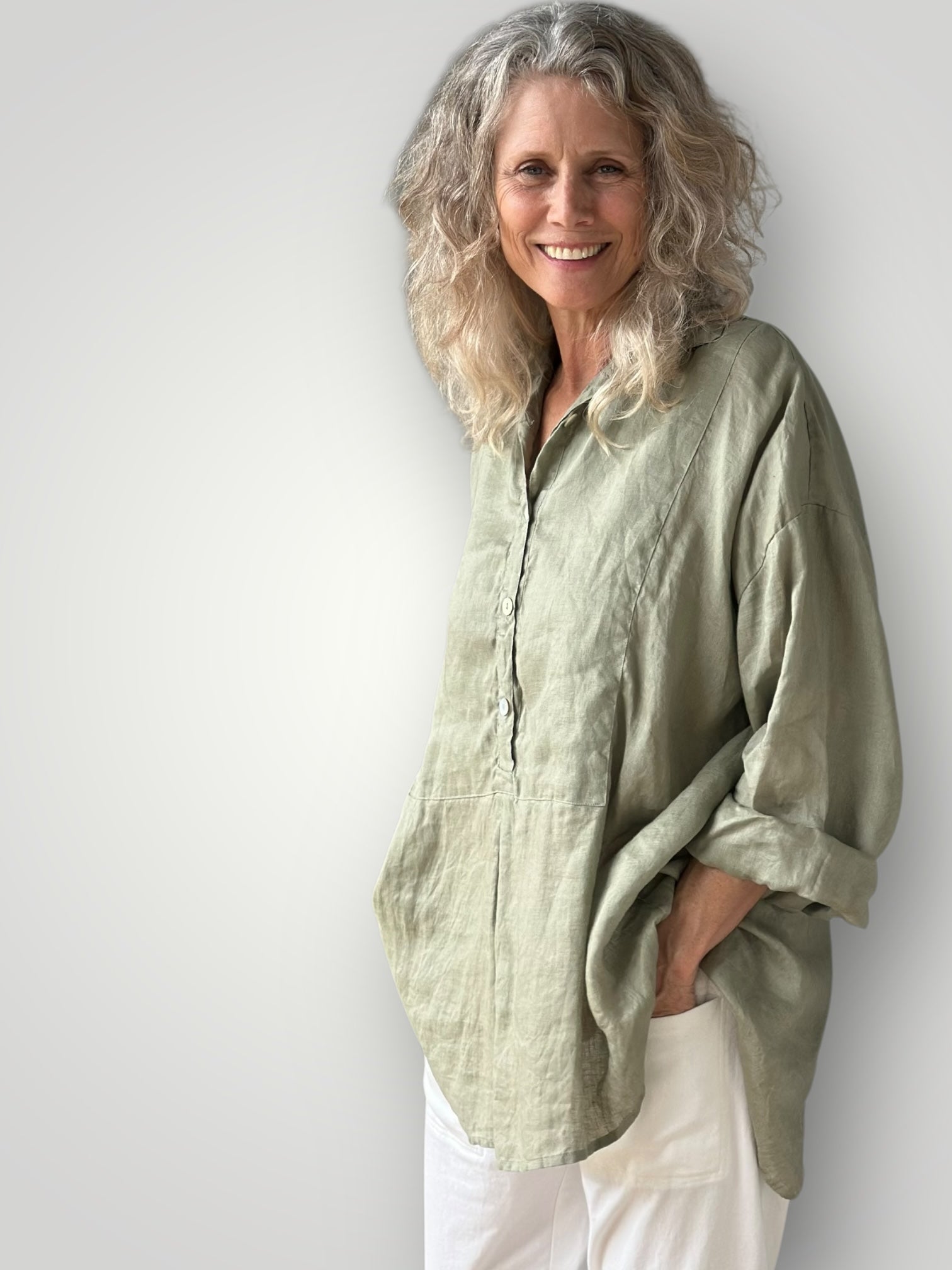 megan shirt - sage linen