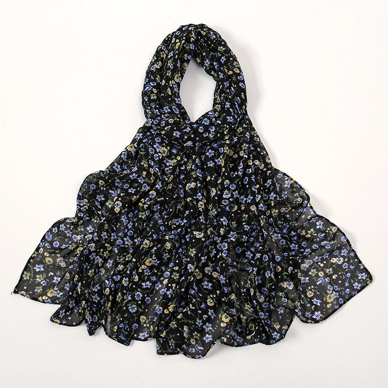 Women's Elegant Sweet Flower Polyester Scarf Shawl