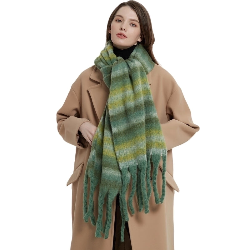Women's Elegant Basic Stripe Polyester Scarf