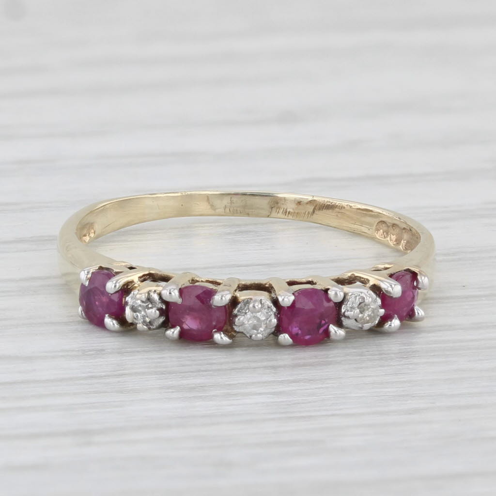 0.50ctw Ruby Diamond Ring 10k Yellow Gold Size 6.5 Stackable Bridal