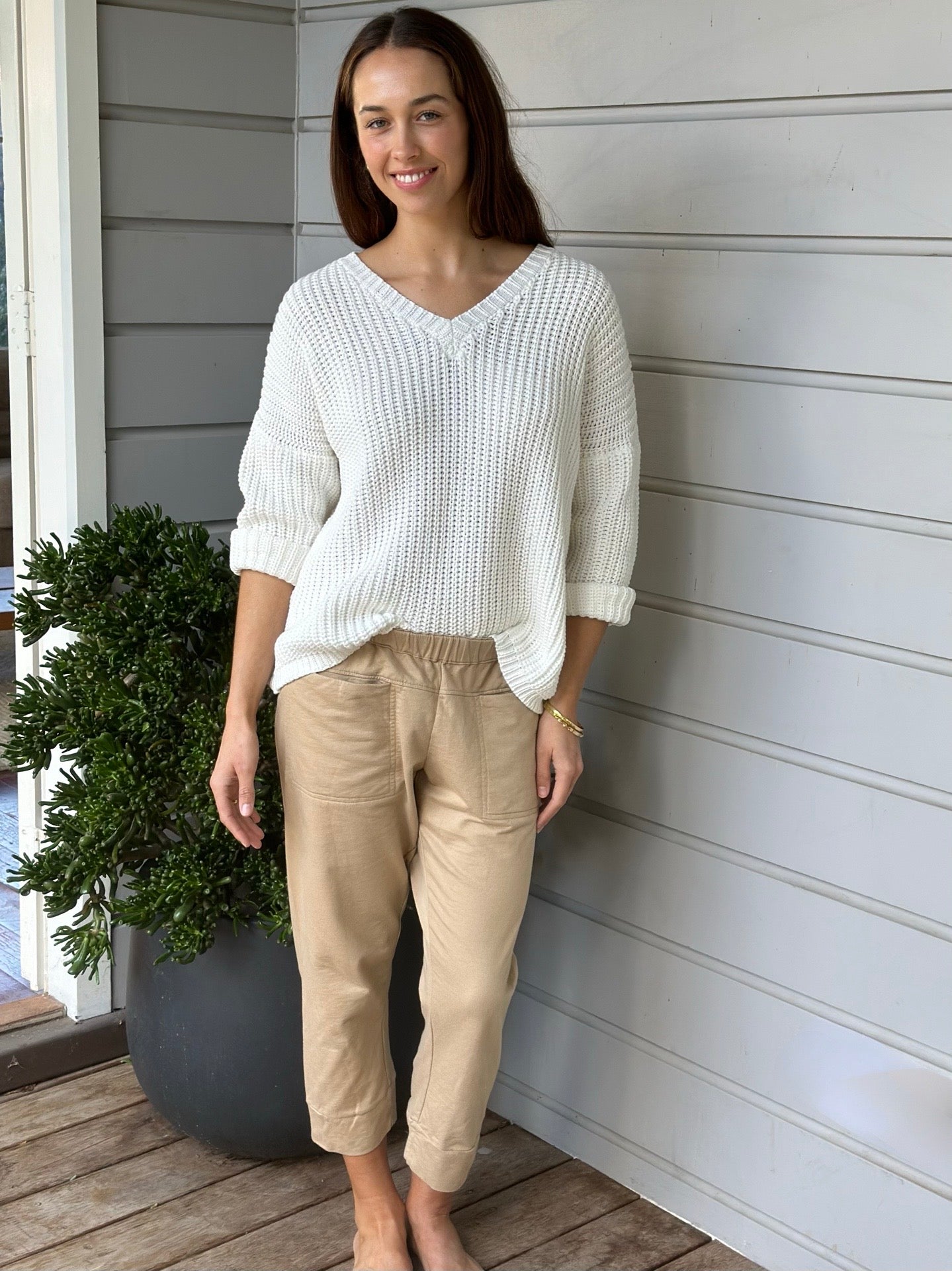 darcy capri pants-camel knit