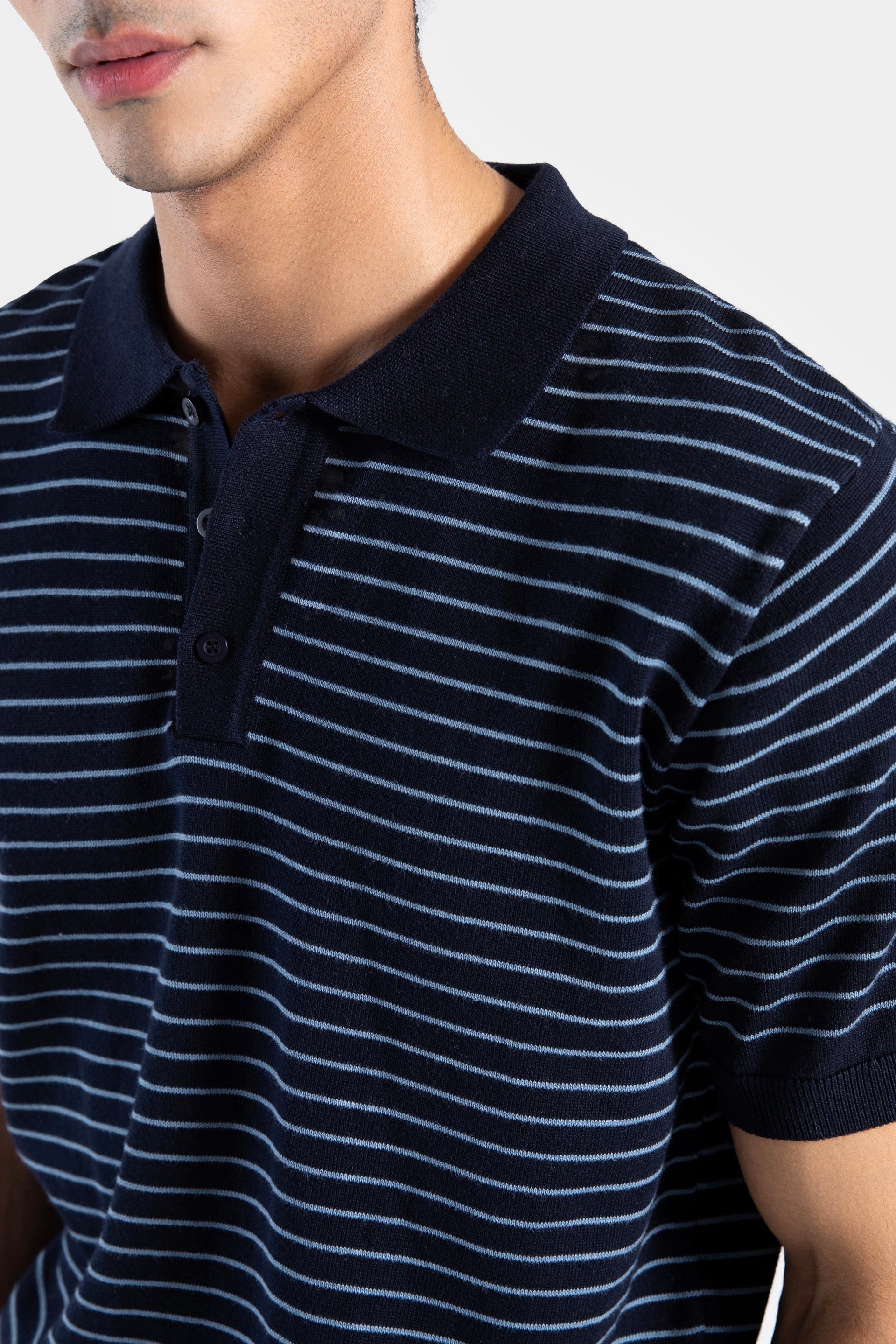 Knitted Striped Polo