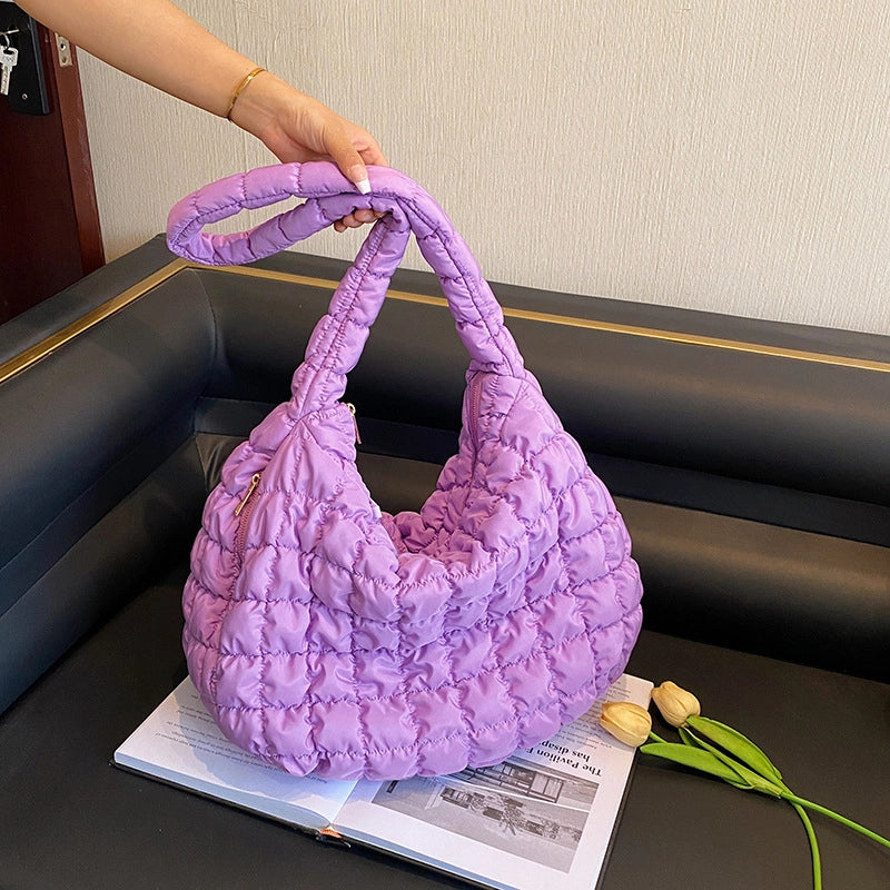 Women's Large Nylon Solid Color Streetwear Zipper Cloud Shape Bag