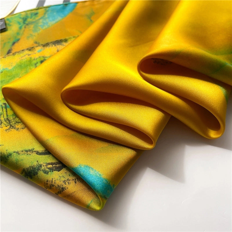Women's Landscape Polyester Satin Printing Silk Scarf