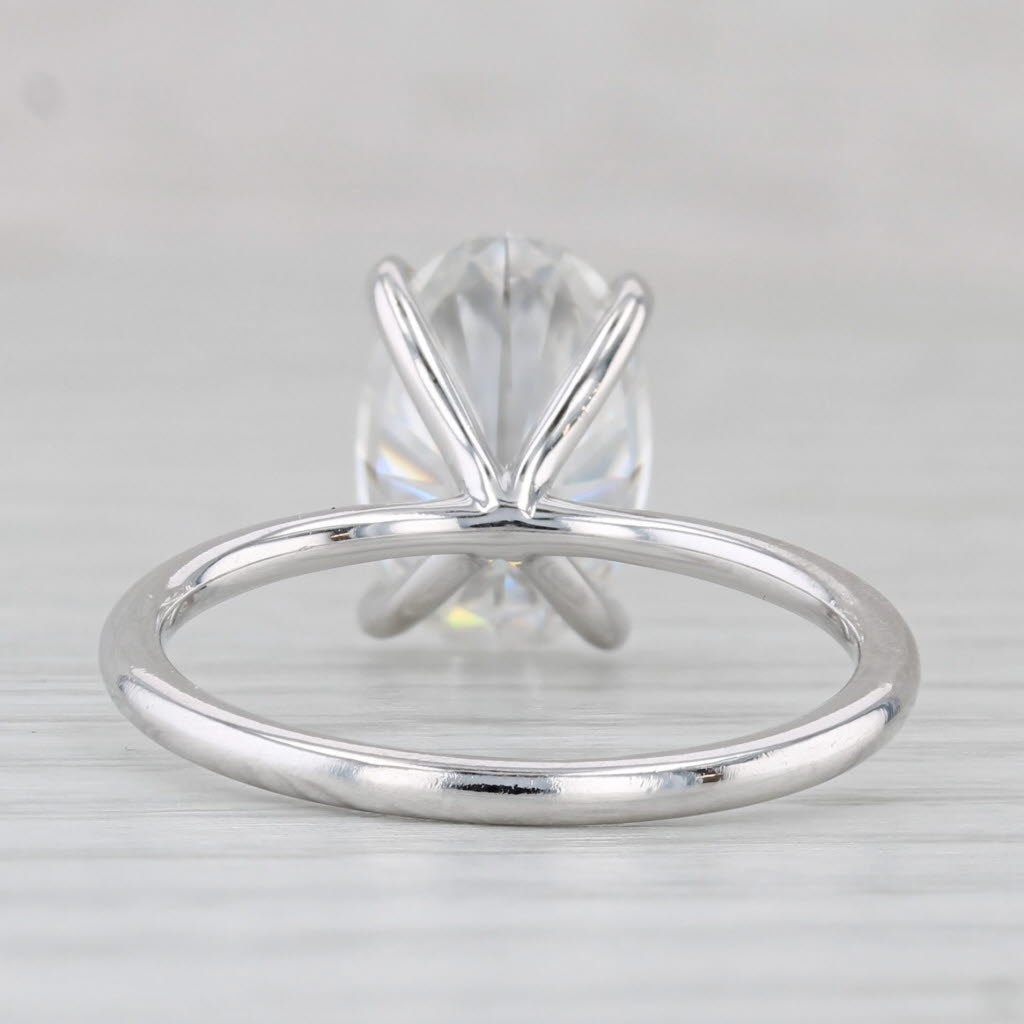 4.45ct Oval Moissanite Solitaire Engagement Ring 14k White Gold Size 8