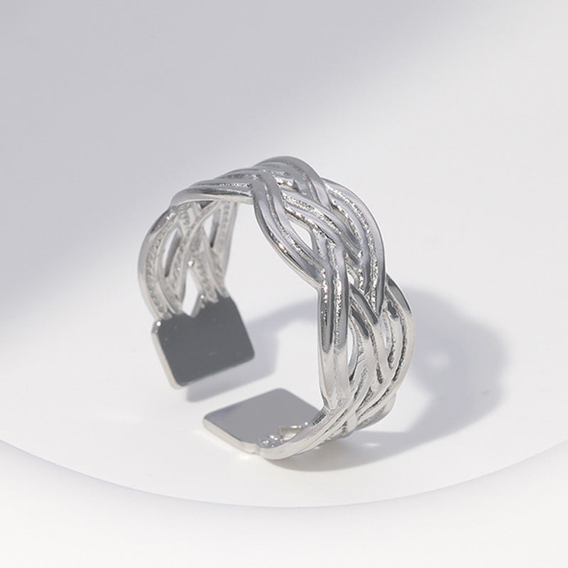 Women Minimalist Stripe Geometric Stainless Steel Electroplating Rings