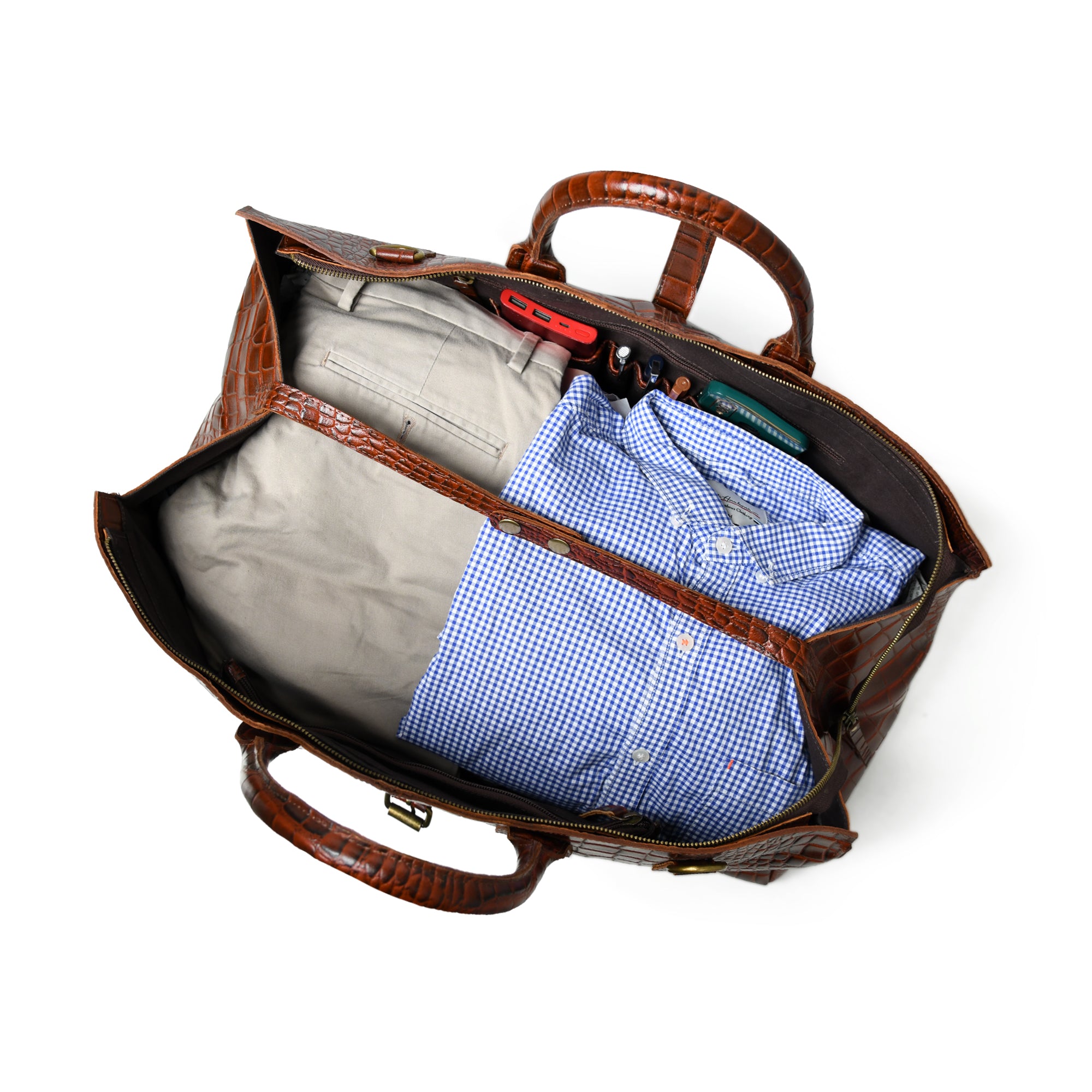Brown Croco Pattern Duffle