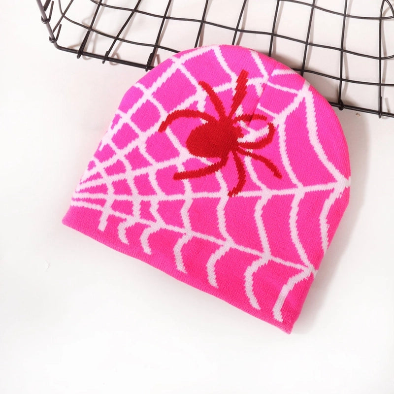 Unisex Hip-Hop Vintage Style Spider Spider Web Eaveless Wool Cap