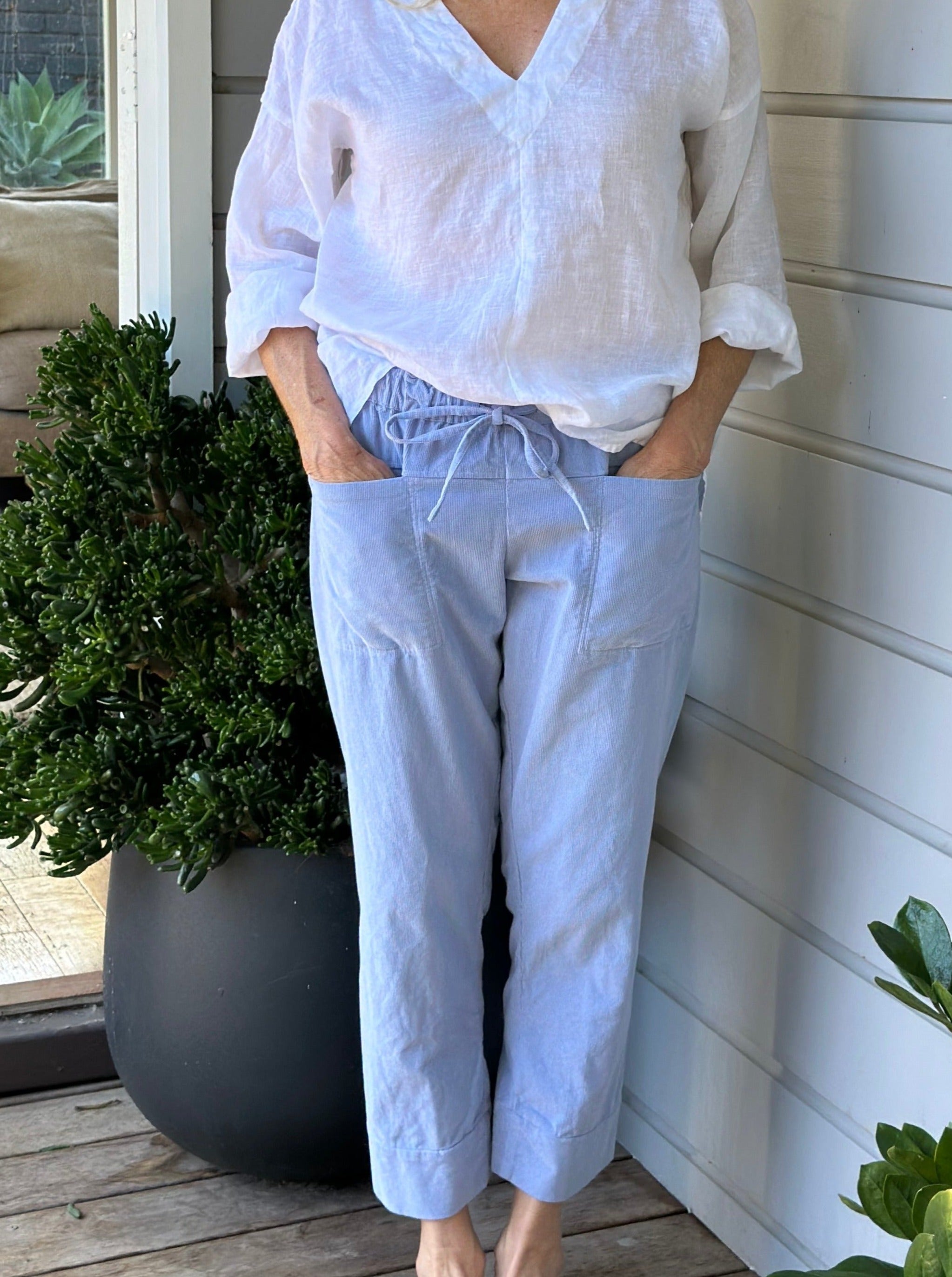 darcy pants - soft blue cord