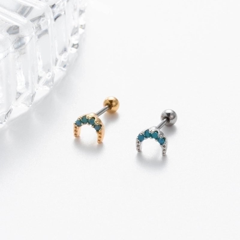 1 Piece Ear Cartilage Rings & Studs Retro Sweet Moon Crown Butterfly Copper Inlay Zircon