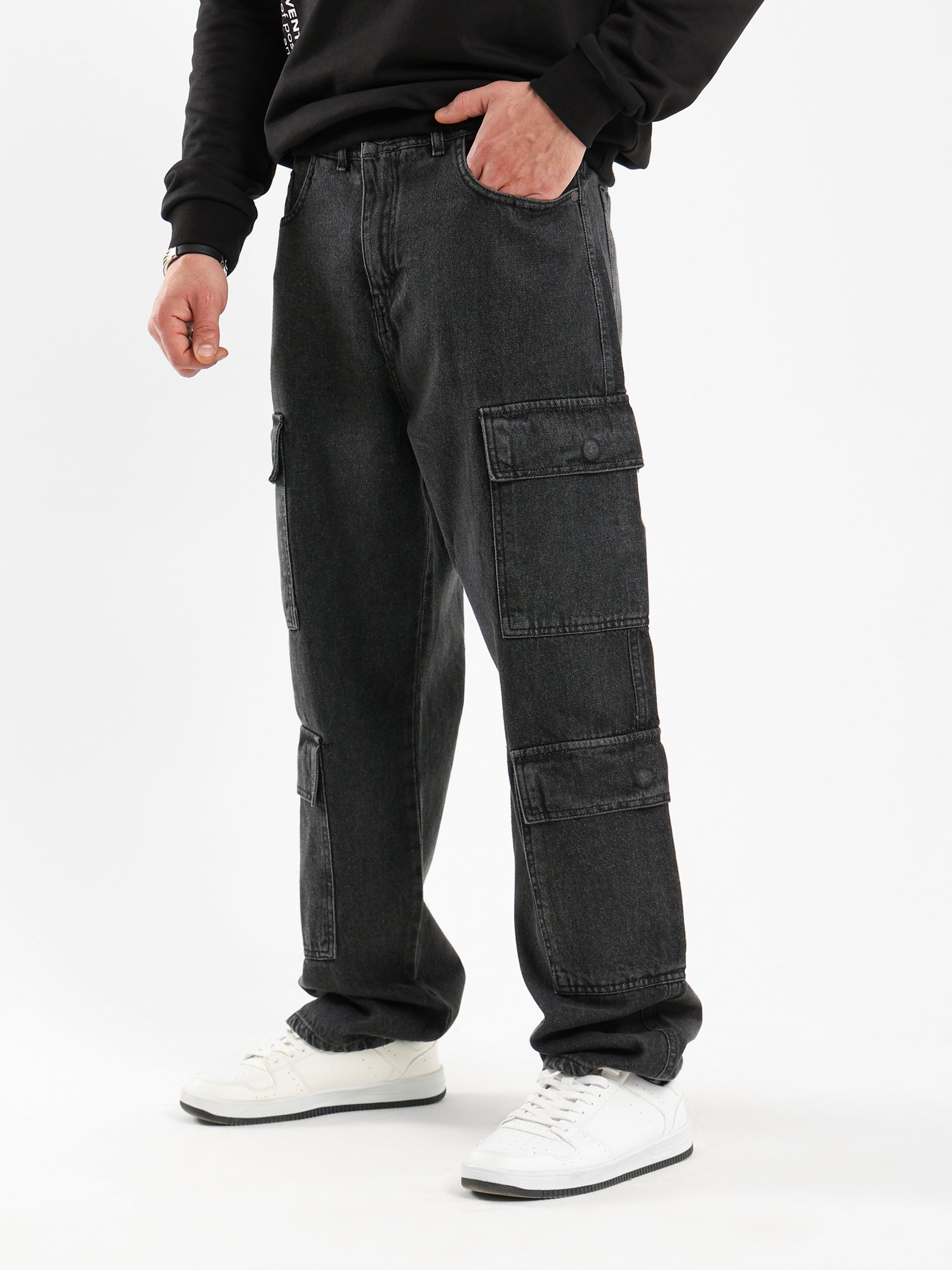 Dark Wash Cargo Jeans