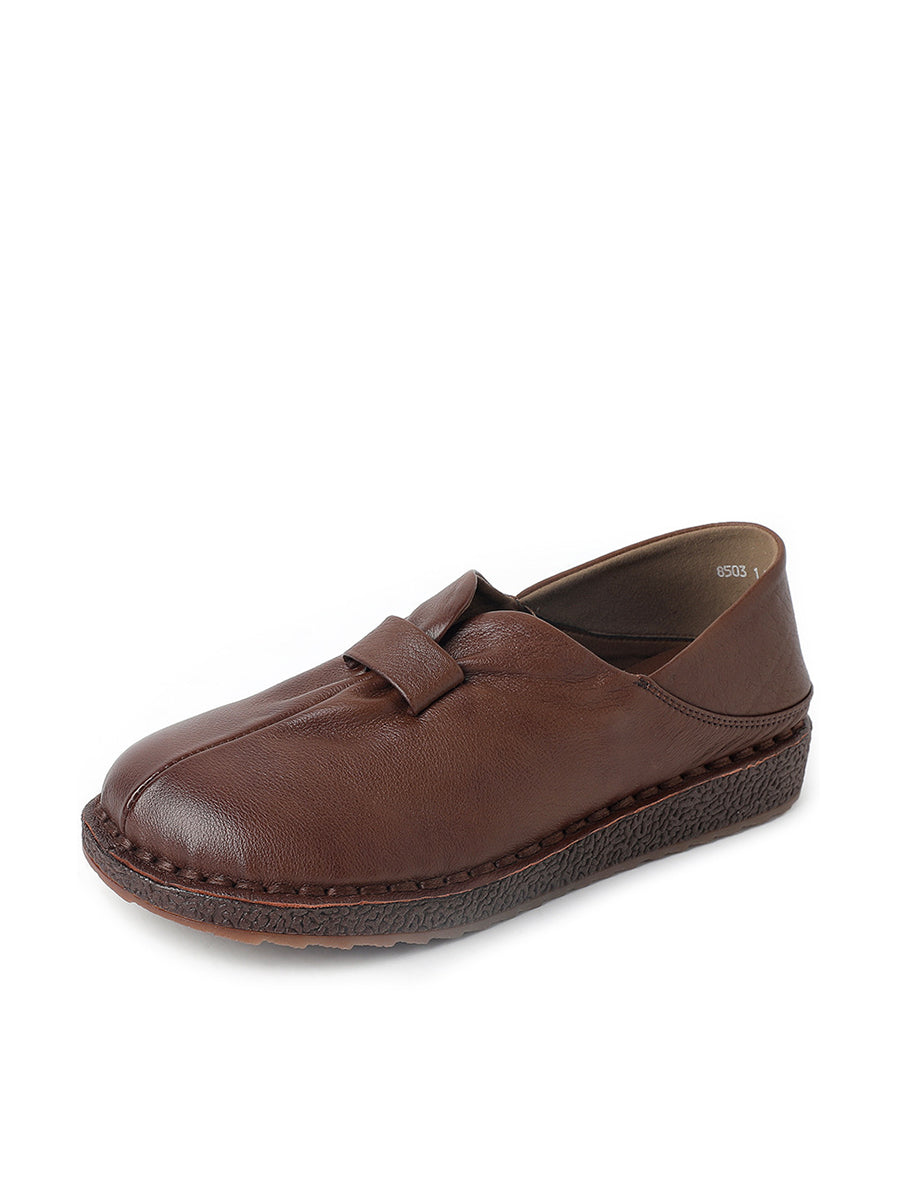 Women Casual Summer Genuine Leather Flat Shoes