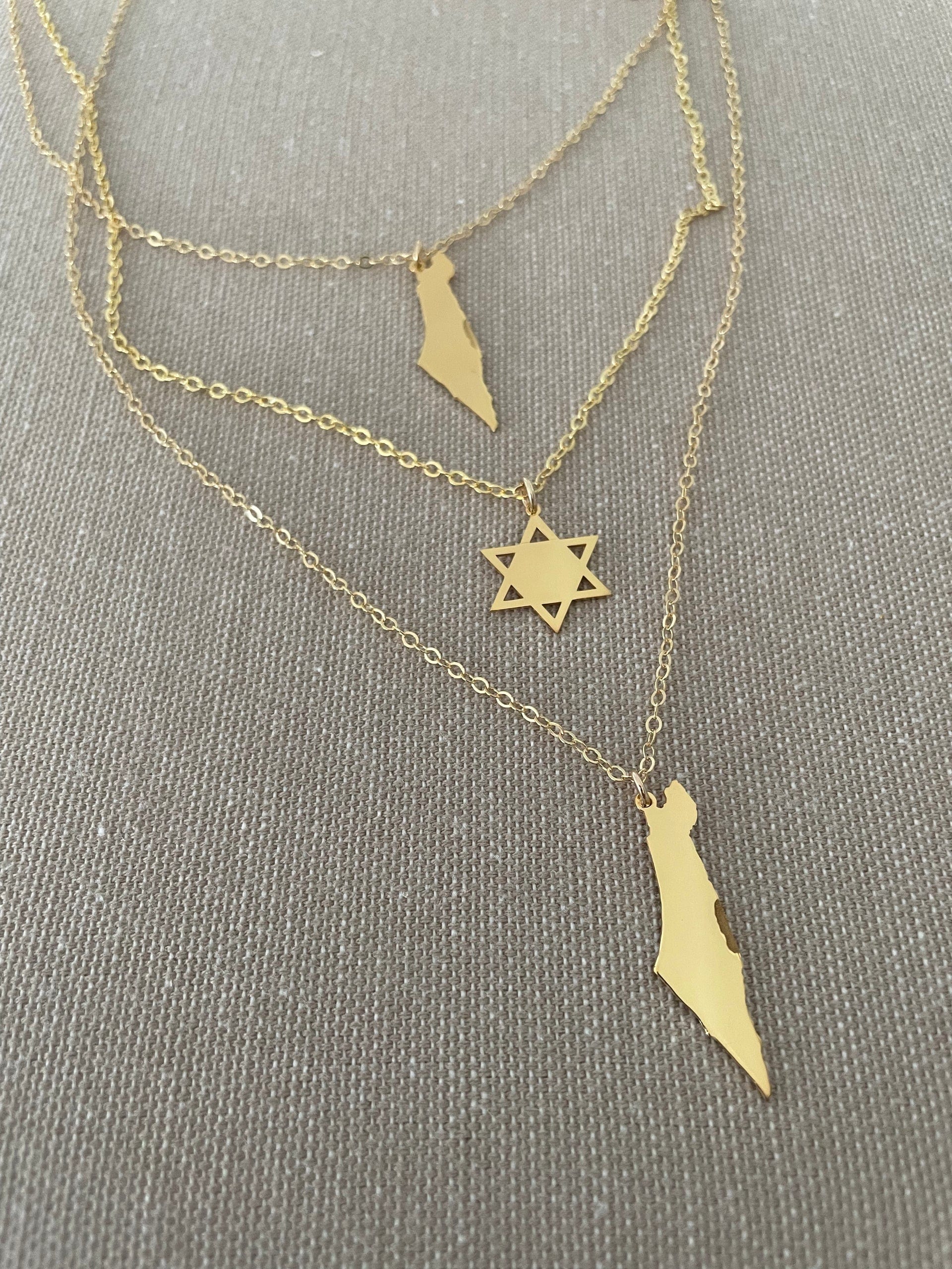 Eretz Israel Pendant Necklace - Sterling Silver or Gold Plated