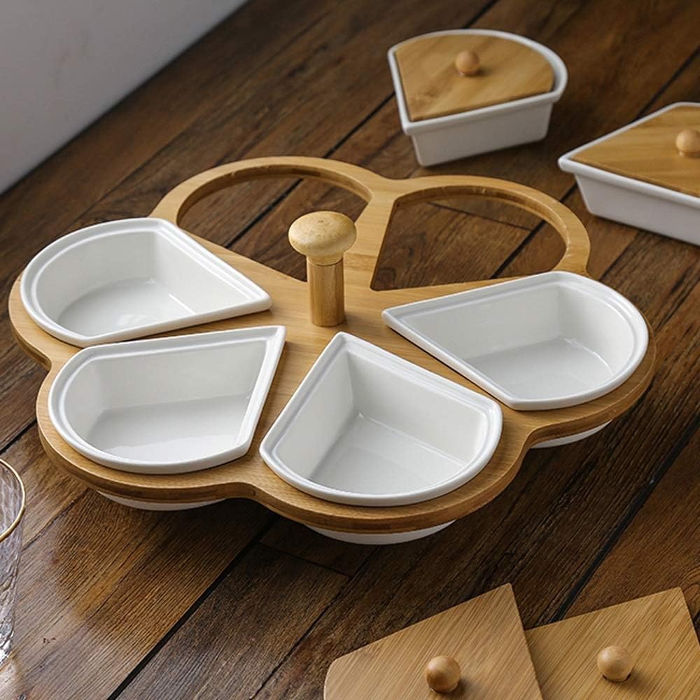 Six-Compartment Ceramic Plate Tabletop Storage Food Plate Fruit Plate And Tableware Decoration