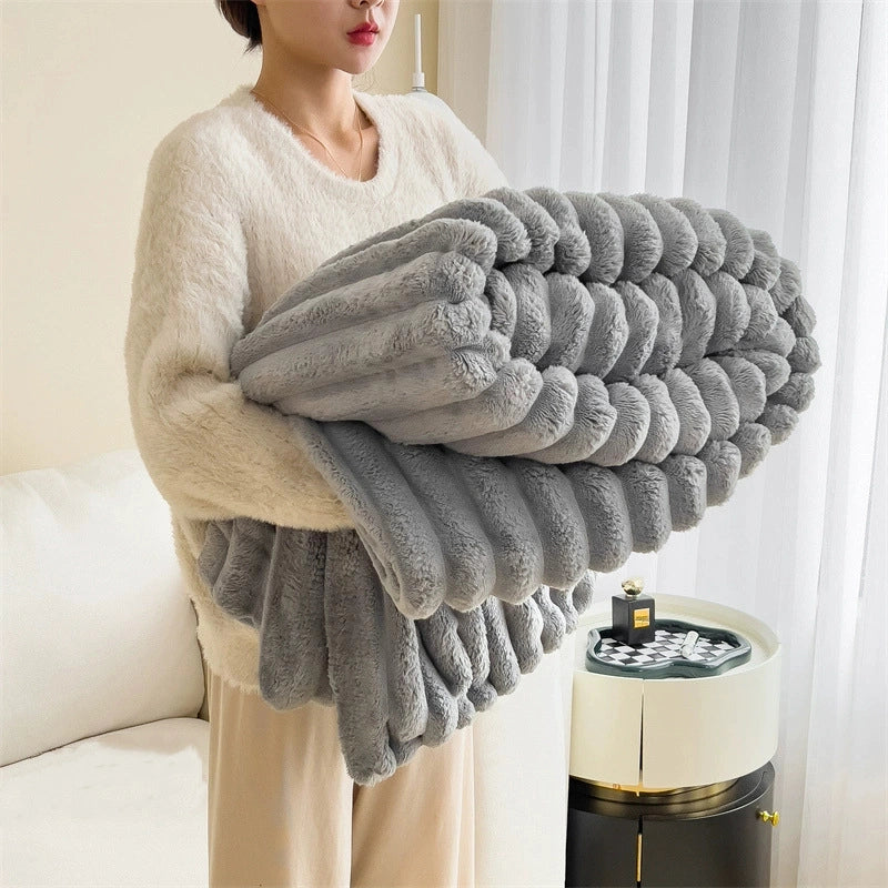Rabbit Plush Blanket Multifunctional Nap Blanket Faleirong Summer Air-conditioning Quilt Small Blanket Sofa Cover Blanket Car Blanket