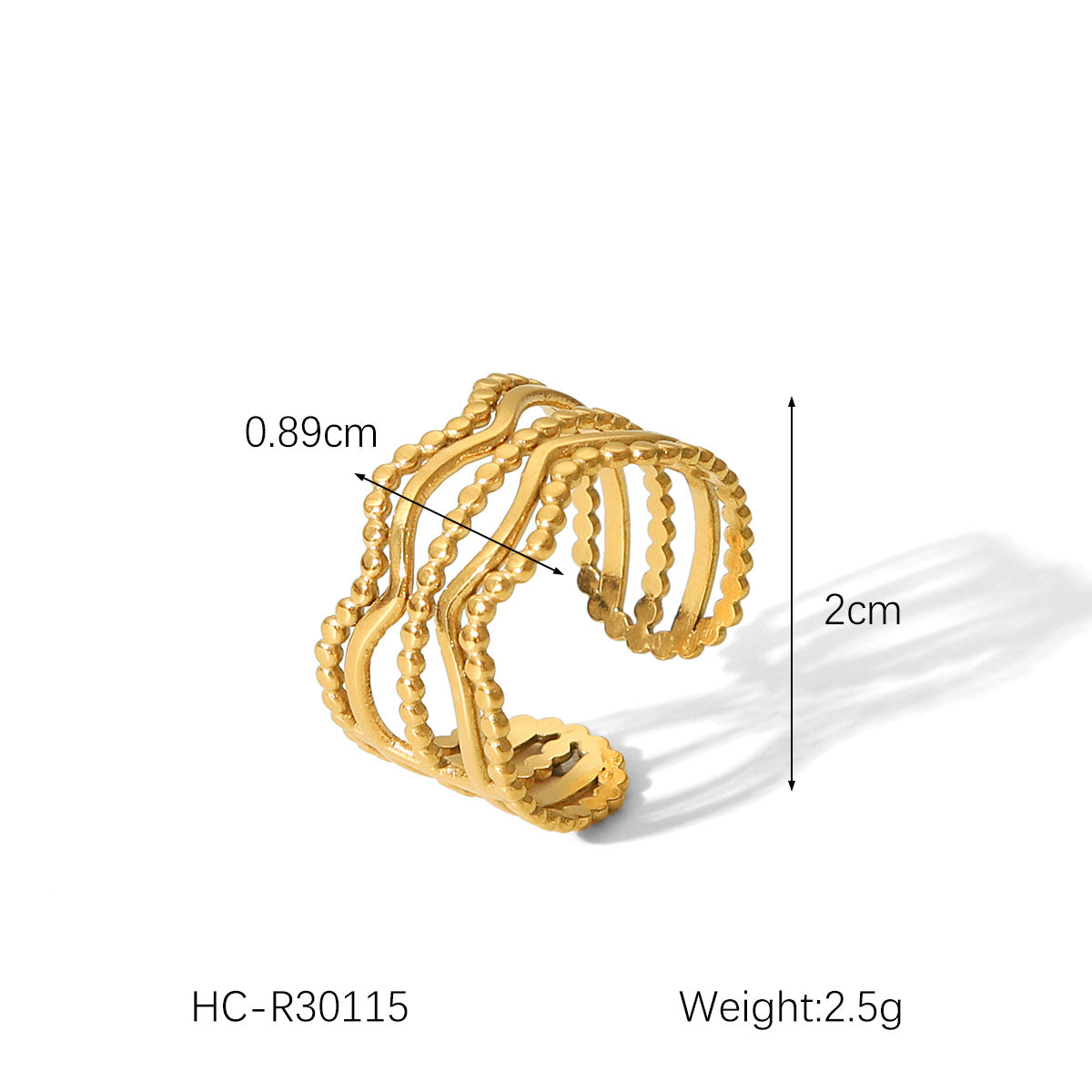 IG Style Open Ring Stripe Round Circle Geometric Stainless Steel Electroplating Rings
