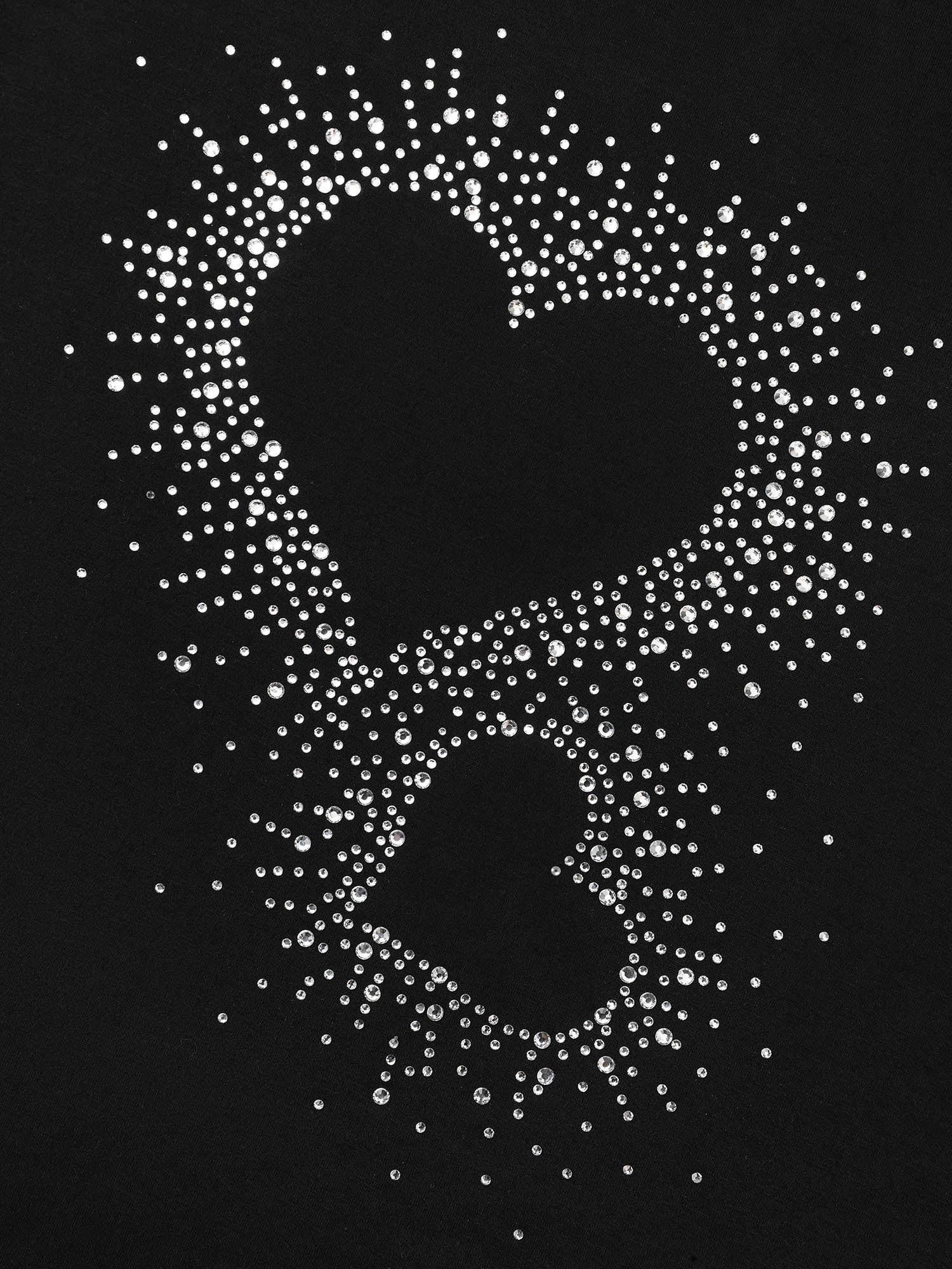 Crew Neck Rhinestone Heart T-Shirt
