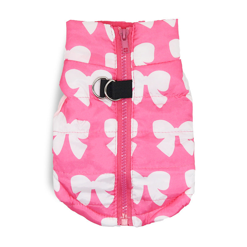 Bowknot Printed Warm Pet Jacket Vest