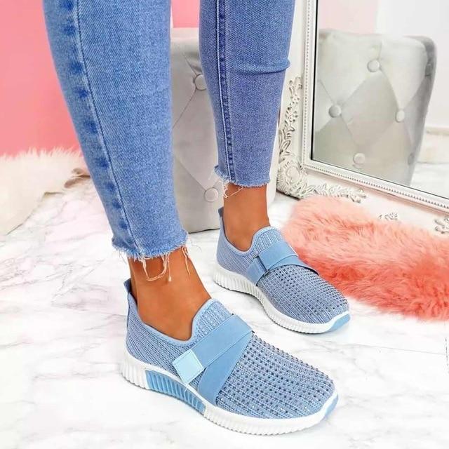 Women's Crystal Comfy Sole Walking Shoes