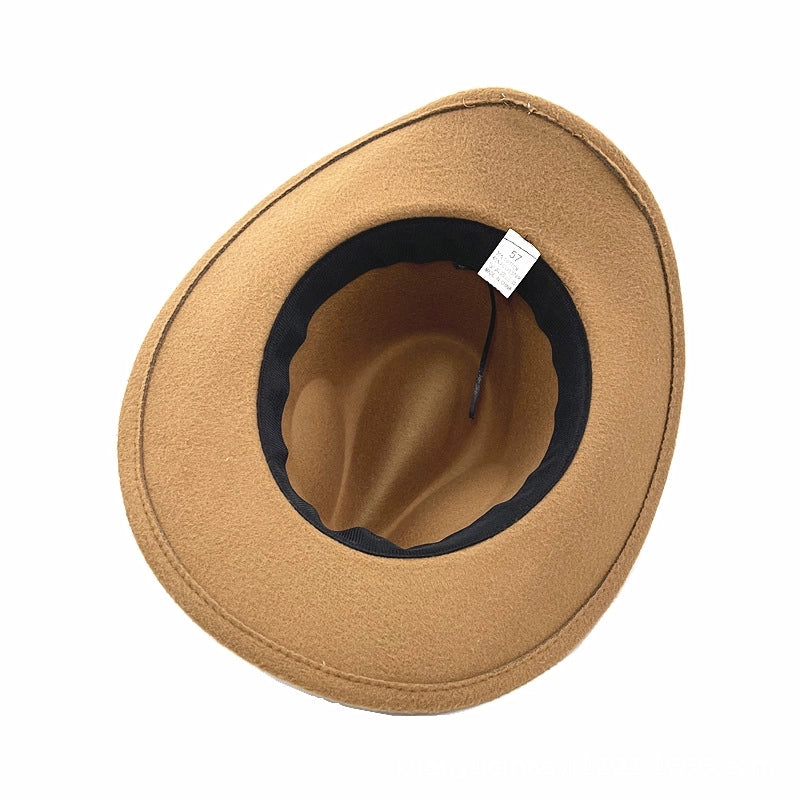 Felt Top Hat Curved Edge Classic Belt Buckle Panama Hat Gentleman Hat Sun Protection Sun Hat One-piece Delivery