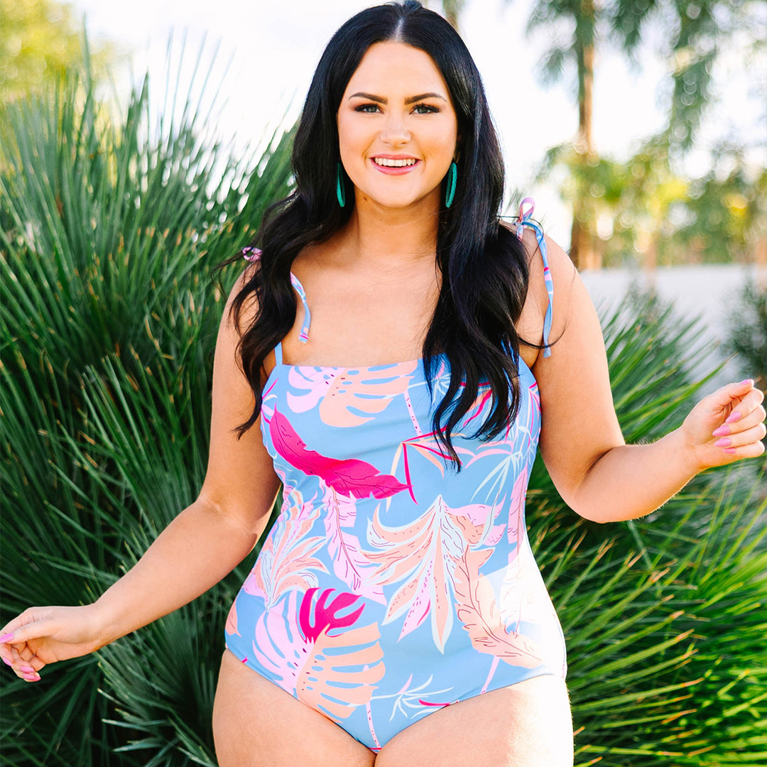 Seaside Sweetheart Swimsuit. Blue Floral