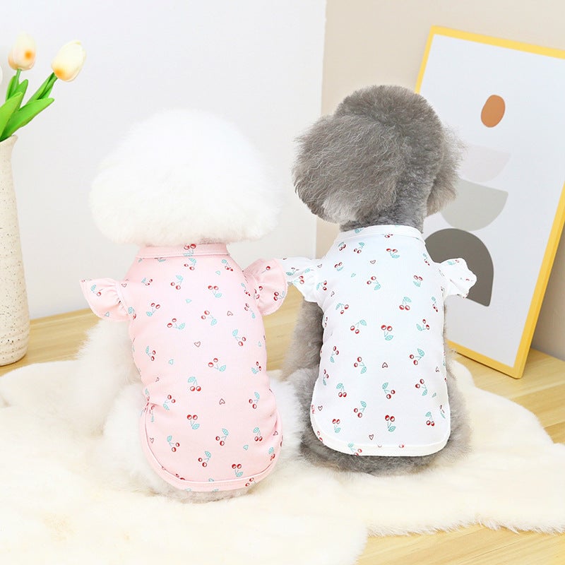 Cherry Ruffled Sleeves Dog Cat Vest