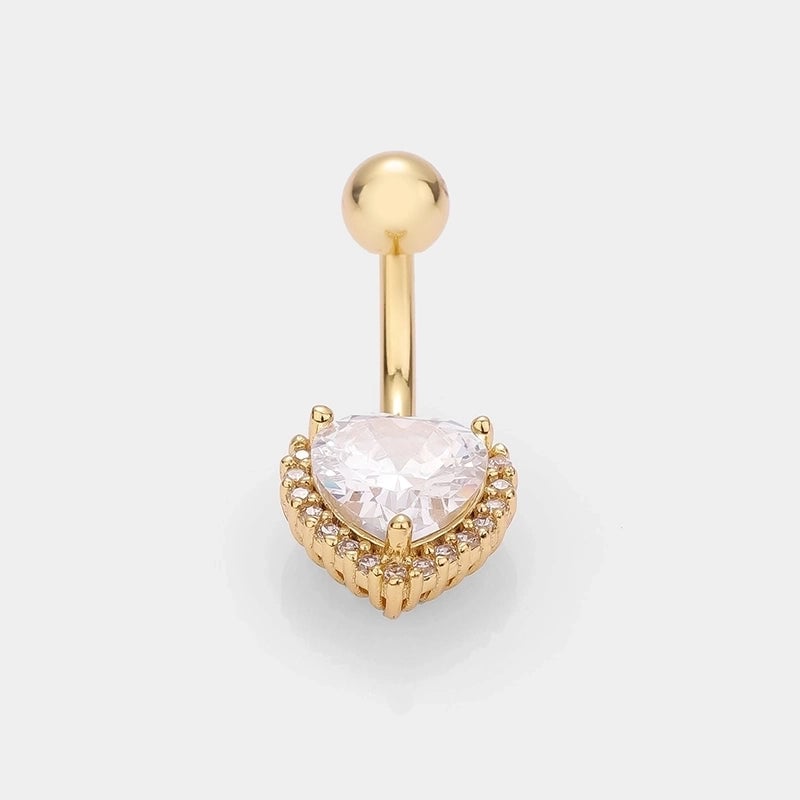 1 Piece Belly Rings Minimalist Classic Style Heart Shape Cat 316L Stainless Steel  Plating Inlay Zircon 14K Gold Plated Belly Rings