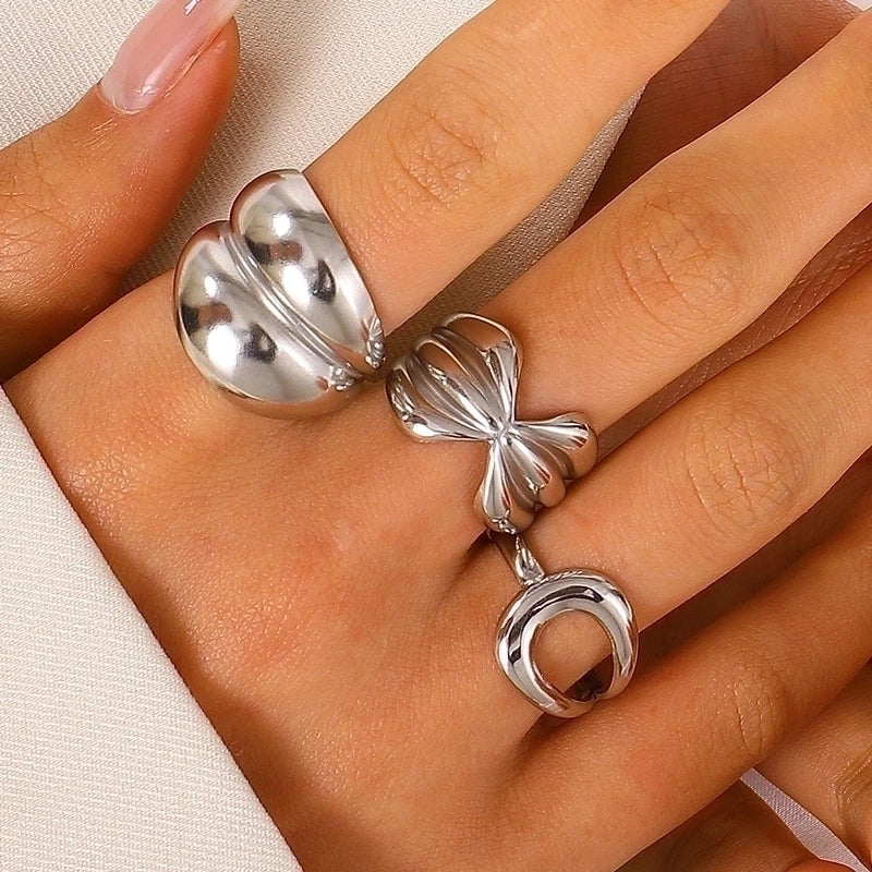 Minimalist Solid Color Titanium Steel No Inlay 18K Gold Plated Plating Rings