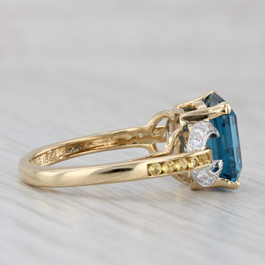 Krementz 3.76ctw Lab Created Blue Spinel Diamond Sapphire Ring 18k Gold Sz 6.75