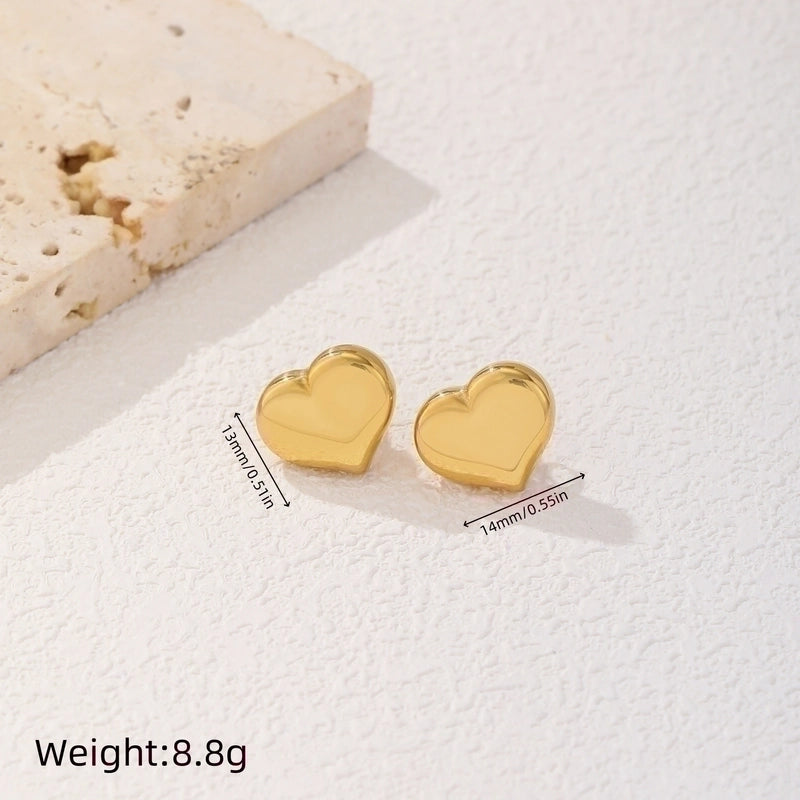 1 Pair Minimalist Water Droplets Heart Shape Plating Inlay Titanium Steel Artificial Pearls 18K Gold Plated Ear Studs